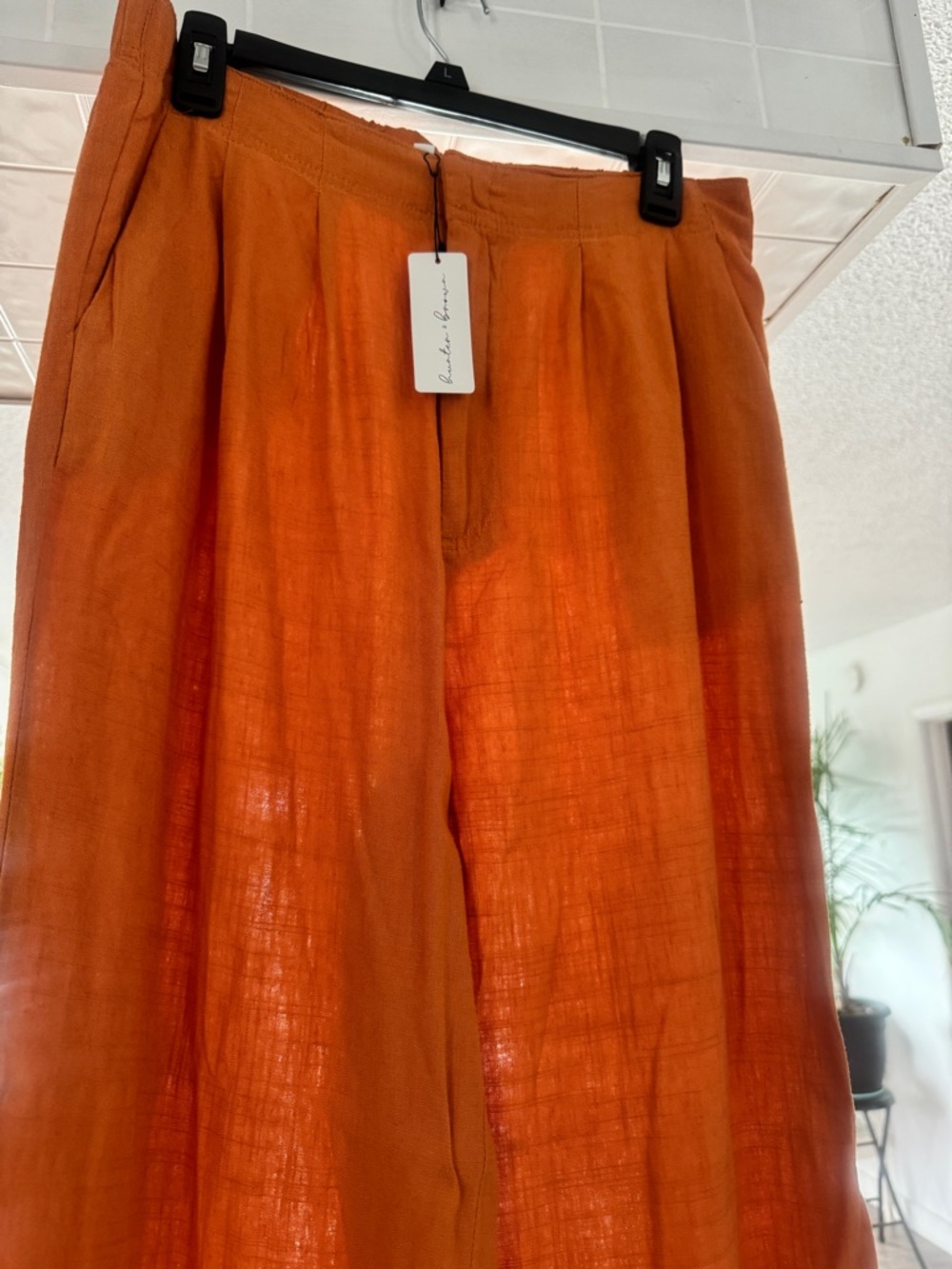 NWT Hunter & Brown Linen Blend Wide Leg Pants XL Burnt Orange